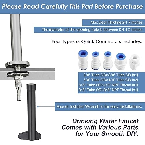Miniatura 7 de Grifo RO de níquel cepillado, grifo de agua potable, grifo de agua filtrada para fregadero de cocina, grifo de ósmosis inversa, grifo de filtro de