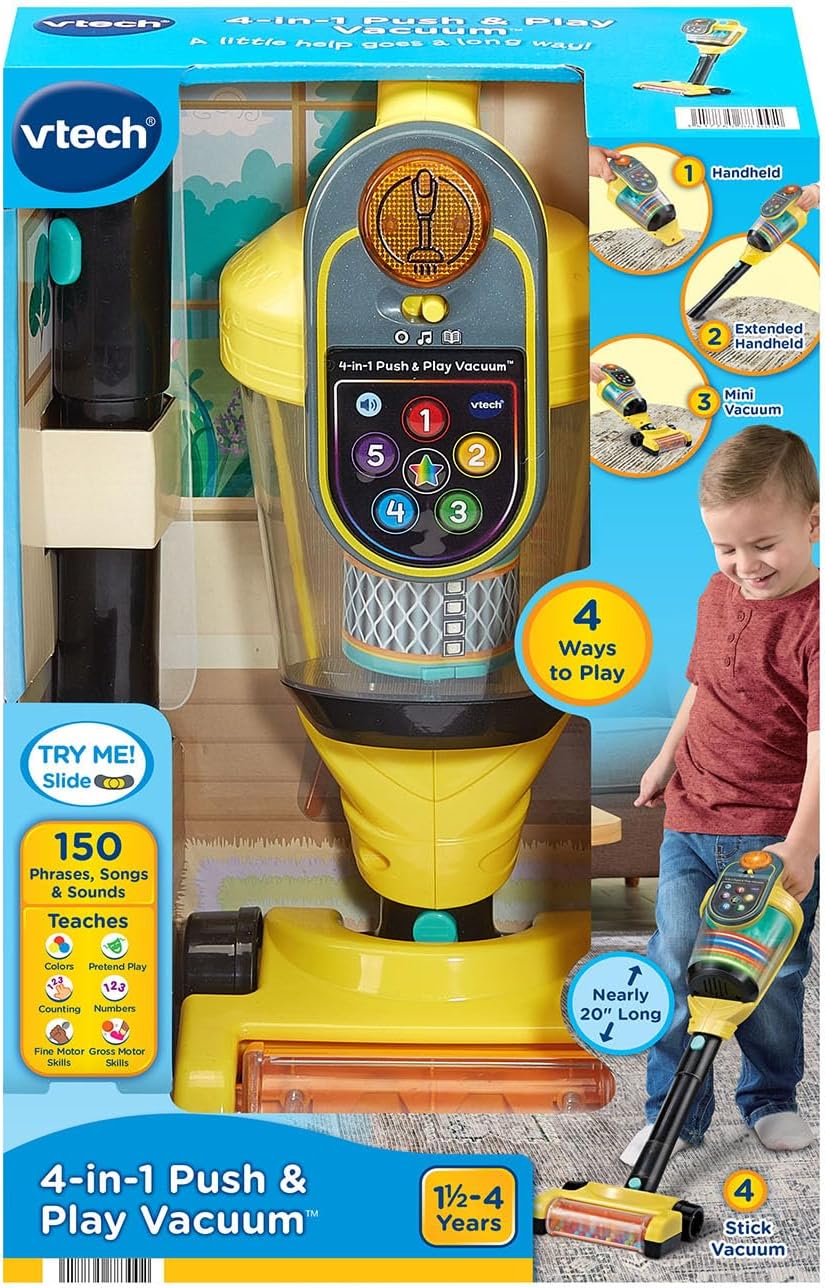VTech 4-in-1 Push and Play Vacuum Preschool Toy