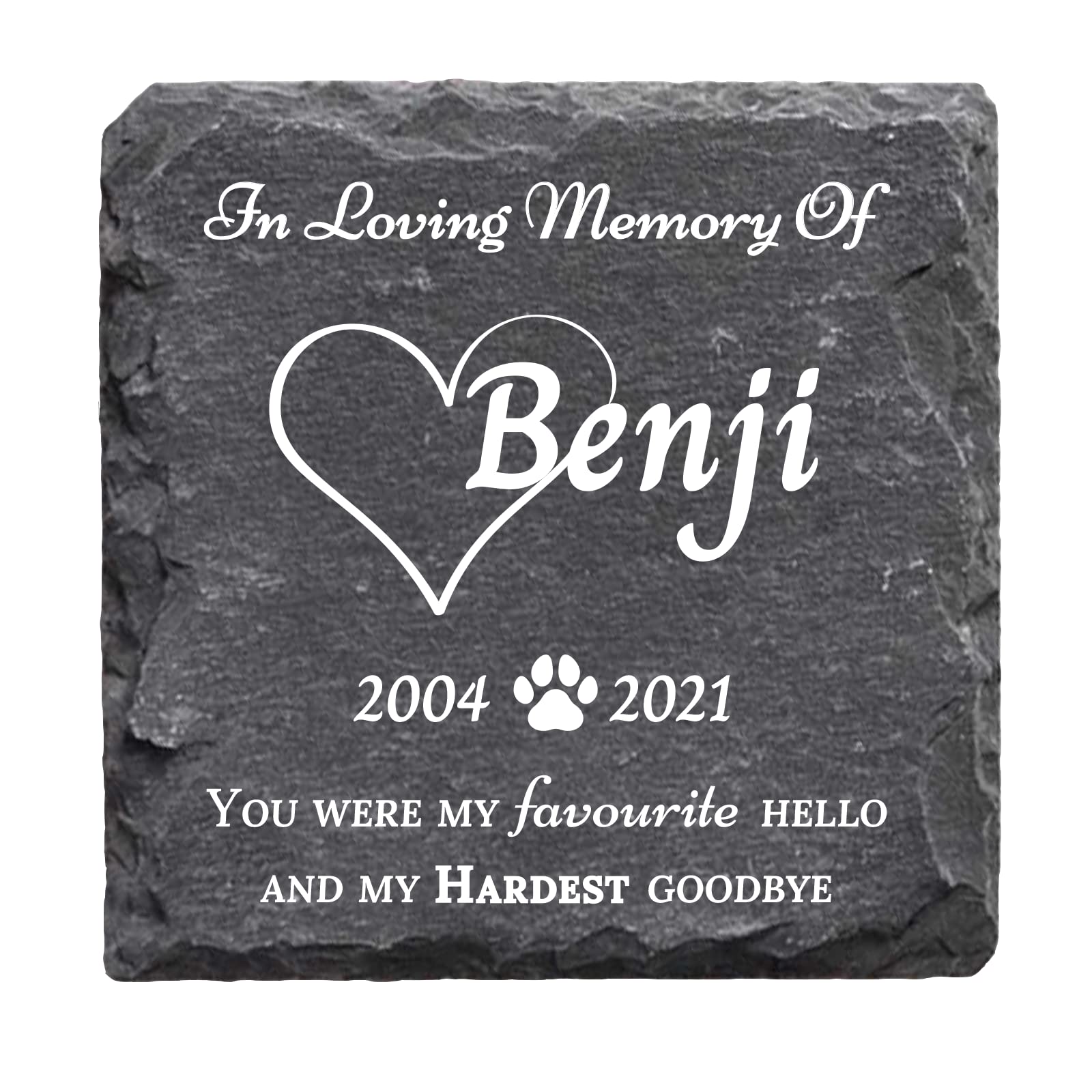 You Personalise Memorial Plaque for Pet Dog 100mm square slate