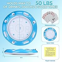 Vista 3 de Mesa flotante para piscina con tarjeta impermeable y 6 portavasos, mesa de juego inflable de 40 pulgadas para adultos, mesa de piscina flotante