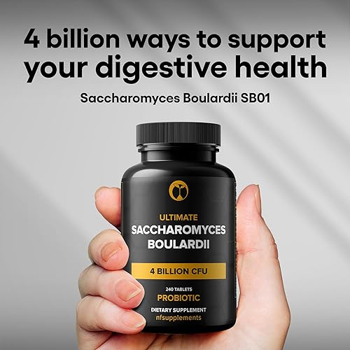Miniatura 6 de Saccharomyces Boulardii Suplemento probiótico 30 mil millones de CFU 240 tabletas probióticos para hombres y mujeres apoya la salud digestiva e