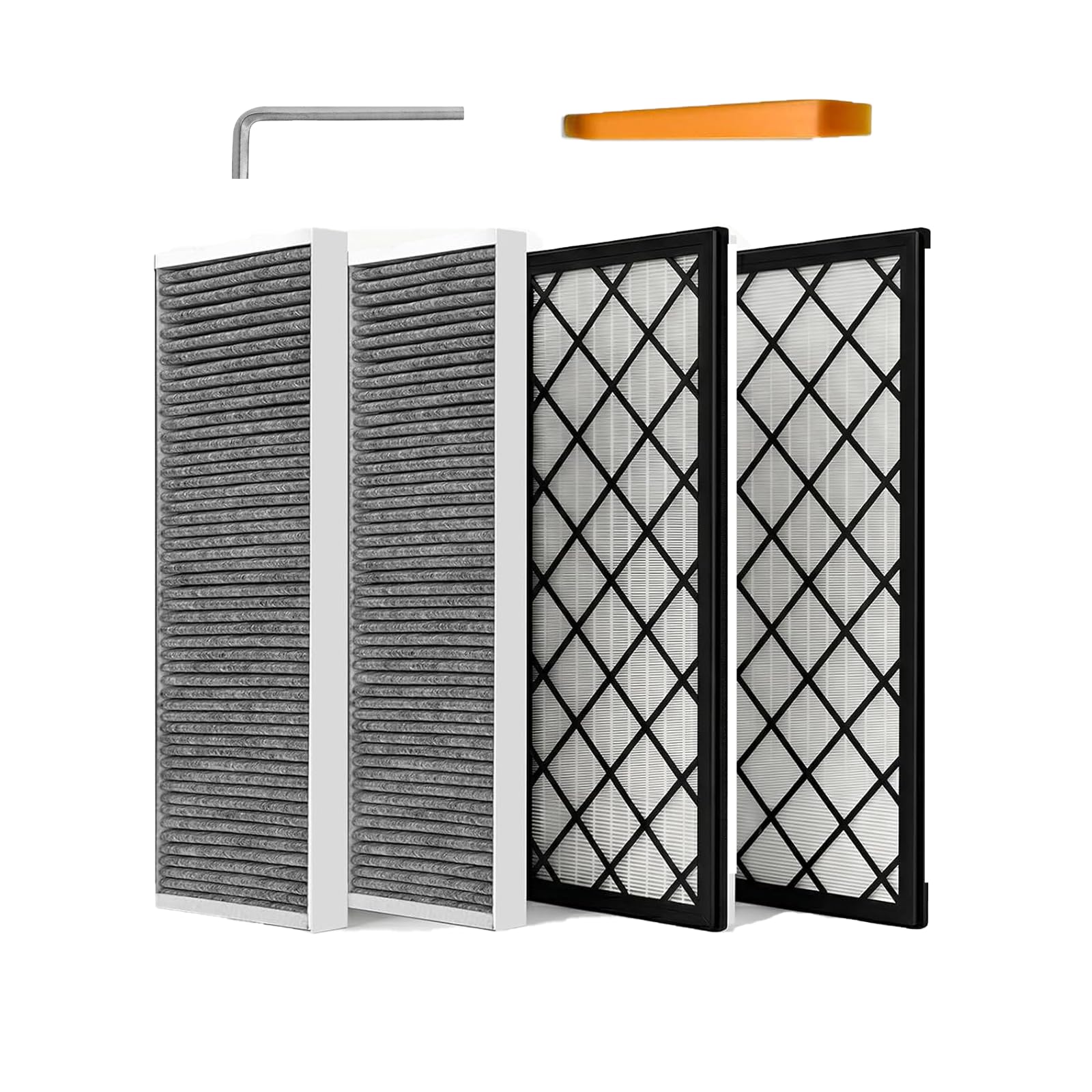 Hu7ken Silver Hepa Cabin Air Filter With Activated Carbon, Compatible With Tesla Model Y 2020-2026 & Juniper Series, Upgraded External Intake Replacement, 4 Pack