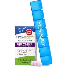 Prevagen Regular Strength Mixed Berry Chewables - 30 Tablets 1 Month Supply | Formulated for Your Brain | 10mg of Apoaequorin Plus Vitamin D3 with 7-Day Pill Minder