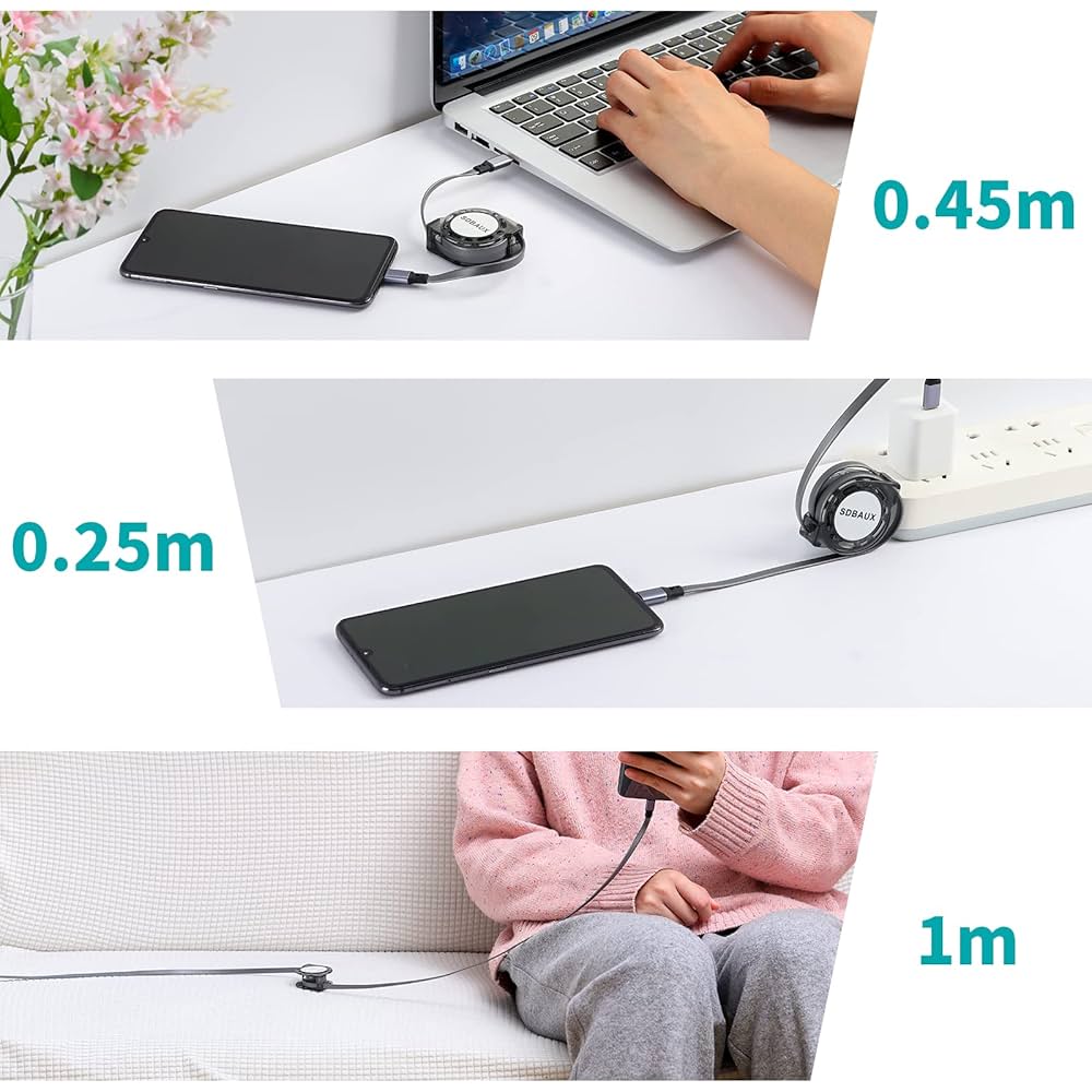 Amazon.co.jp: USB-C & USB-C ケーブル 巻き取り充電ケーブル