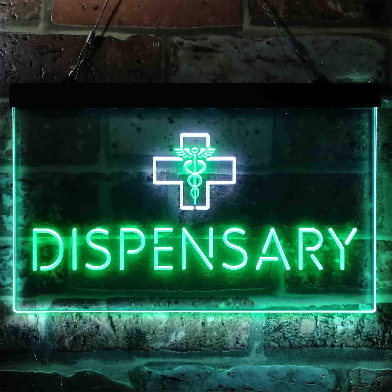 ADVPRO Dispensary Cross Shop Dual Color LED Neon Sign White & Green 24 x 16 Inches st6s64-i3846-wg