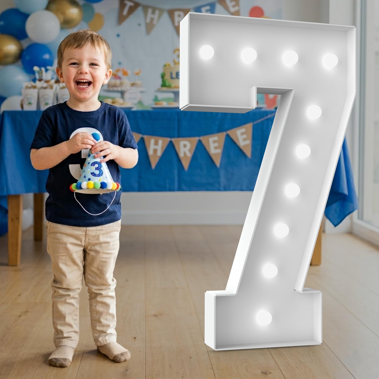 3FT Marquee Light Up Number - Marquee Numbers 3 Feet Tall, Large Led Sign For Baby Shower,Party,Birthday Decorations,Graduation,Prom(Number 7)