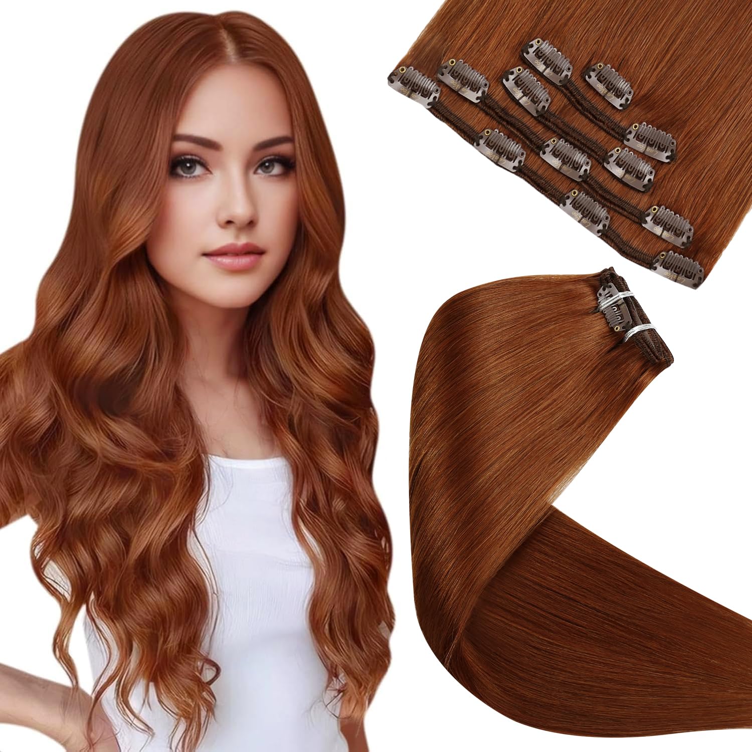 LaaVoo Extensions Echthaar Echt Haar Extension Clip Haarverlängerung Echthaar