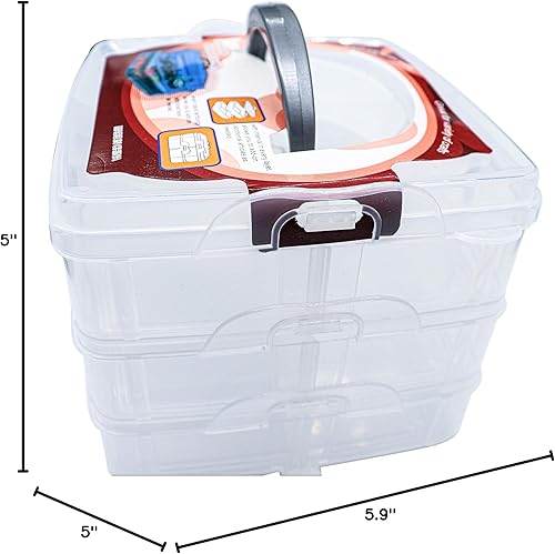 Miniatura 6 de Caja organizadora de manualidades apilable de 3 capas para guardar joyas, hardware, suministros de manualidades con compartimentos ajustables para