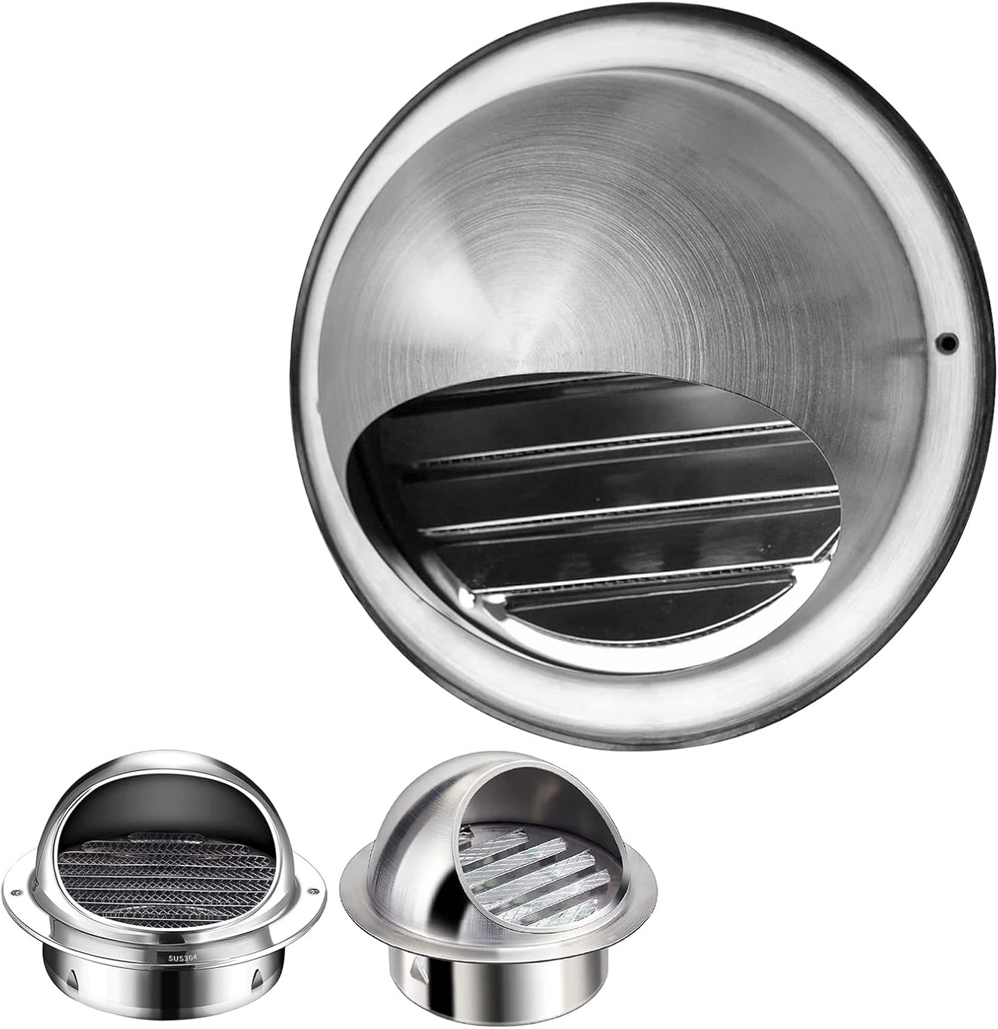 Vent Cap Wall Round Exhaust Hood Stainless Steel Vent, Ventilating Fan Dryer Vent Cover, External Extractor Outlet Cover, Wall Air Soffit Vents With Built-in Screen Mesh, Prevents Pipe Blockage