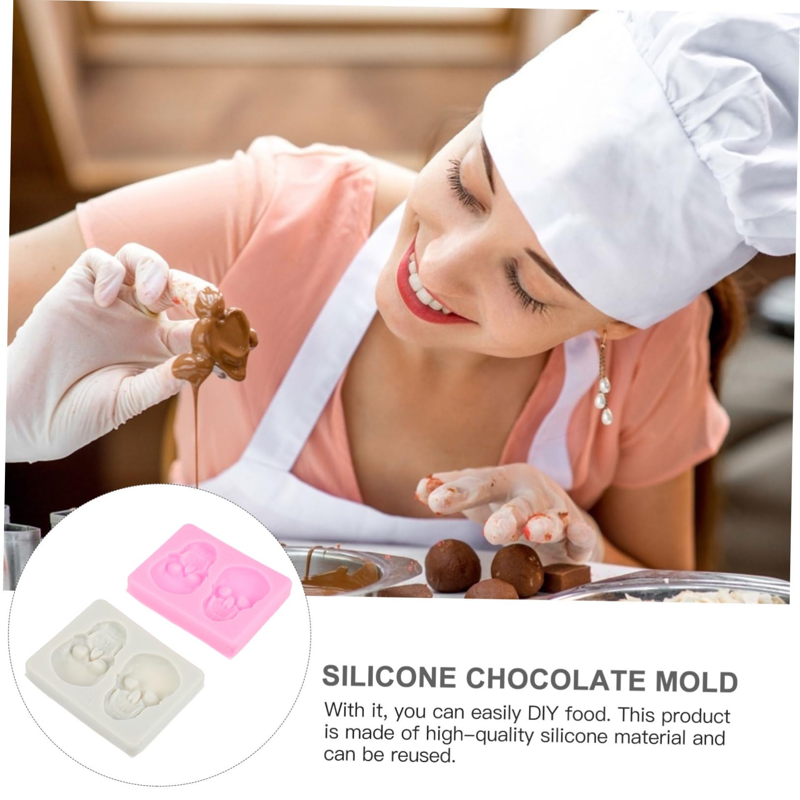 TOPBATHY 8 Juegos Molde De Calavera Panal Bombones Moldes De Corazón para Hornear Postres Mini Barras De Chocolate Cortadores De Galletas Bollos Cubitos Gel De Sílice Rosa 2 Piezas * 8