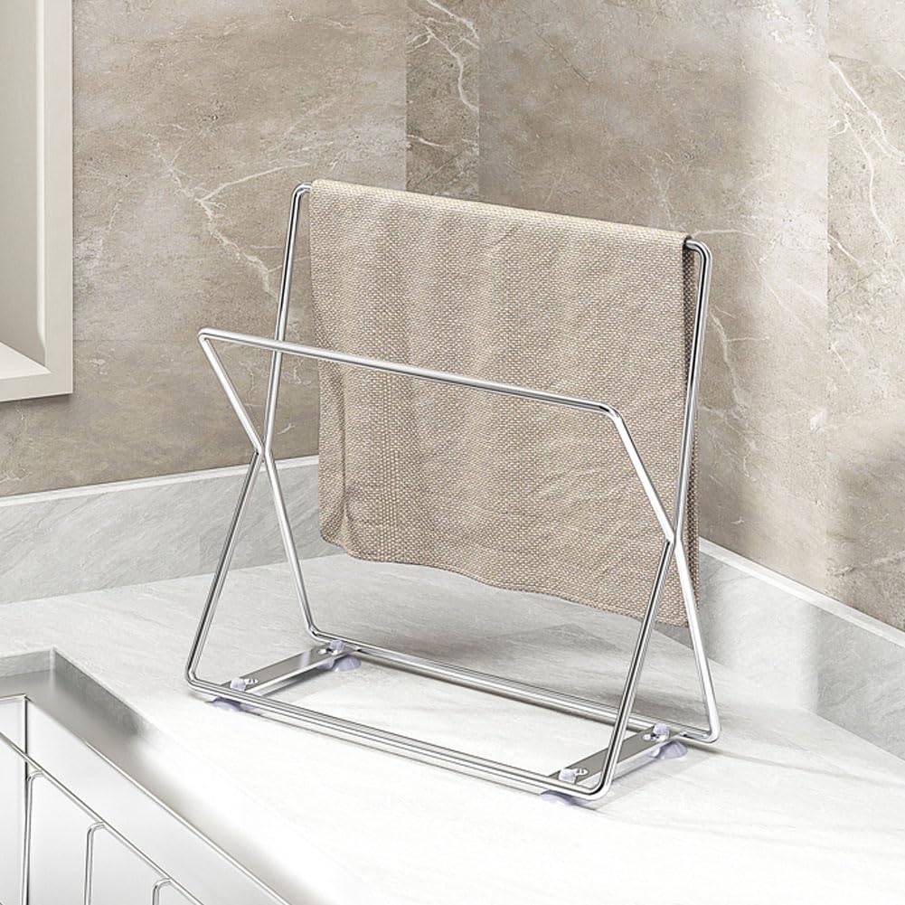 SUS304 - Carril de acero inoxidable para cocina, soporte para toallas de cocina, soporte para paños de cocina suecos, colgador de trapo, soporte para toallas de platos para todo tipo de fregaderos y 4