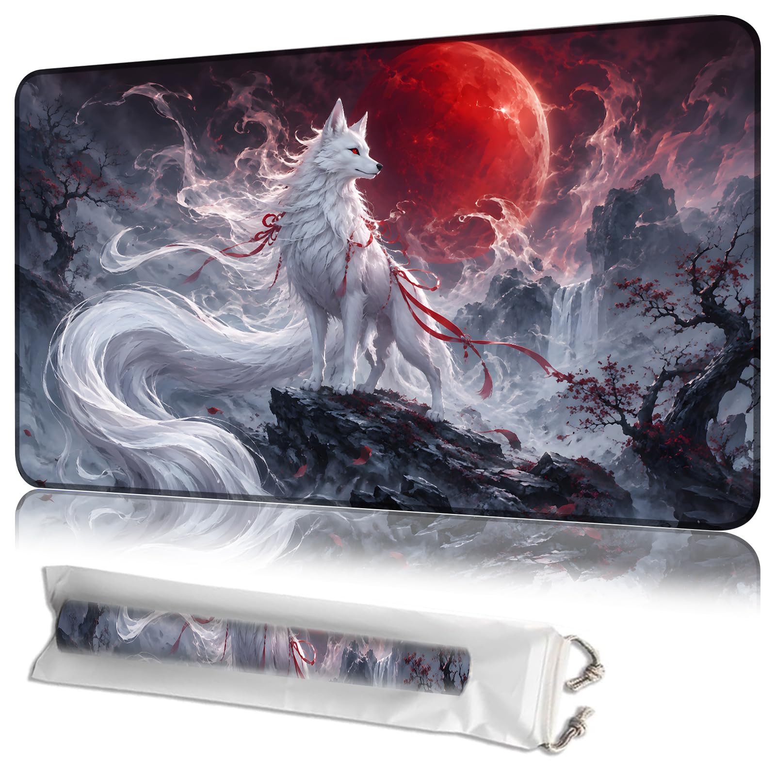 JANENFNA Desert Skull Gunslinger MTG Playmat, 24 x 14 Inch Gaming Mat
