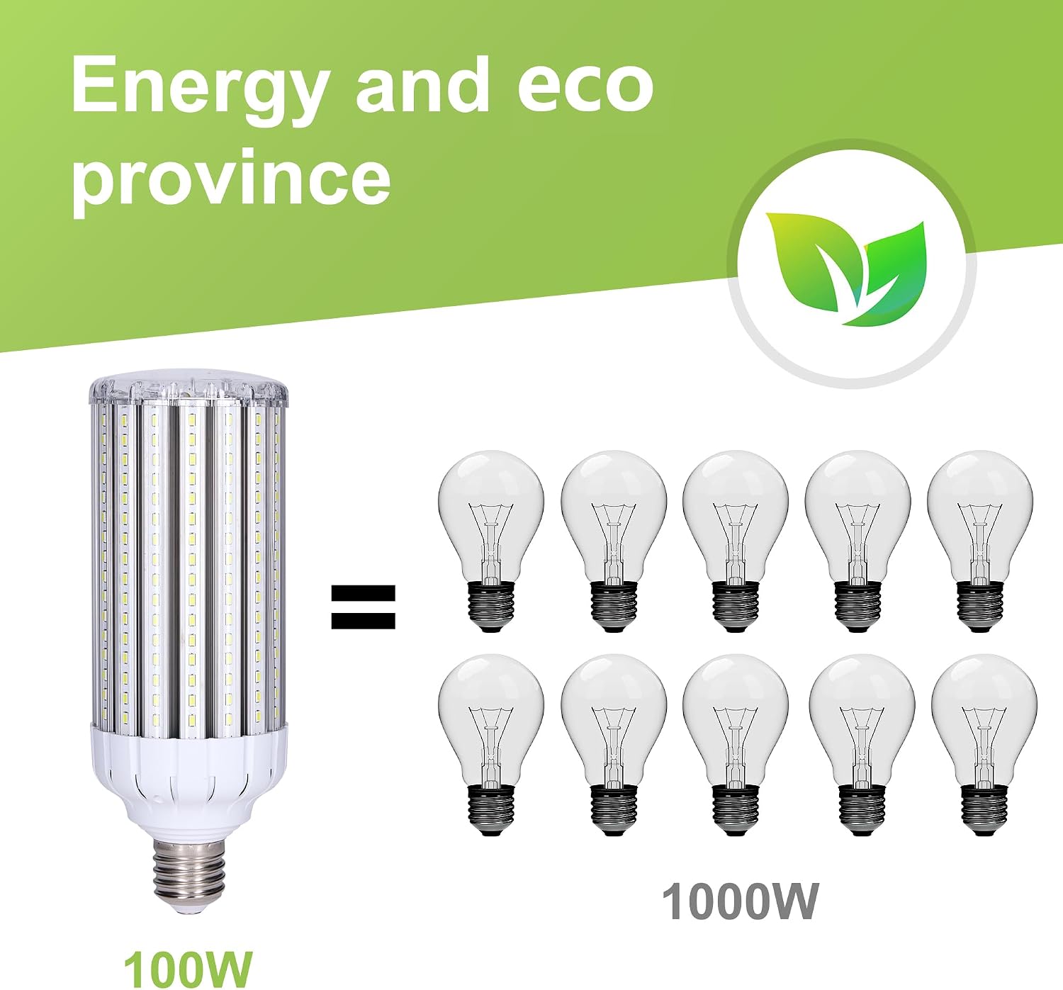 White E40 LED Corn Bulb 100W Cold White 6000k Super Bright Industrial Lamp Indoor Outdoor Use Energy Saving 10000lm Long Life Lamps image 4