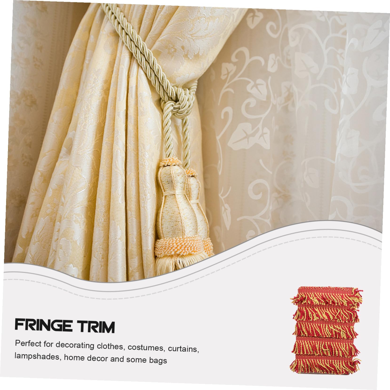 ORFOFE Frange Décorative Rideaux et Canapé Garniture à Franges Dorées et Rouges pour DIY Bordure Artisanale Lavable et Facile à Couper pour Coussins et Décorations Maison