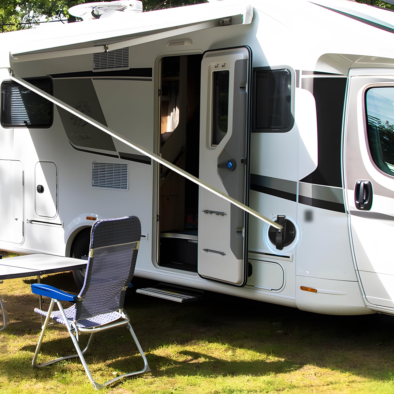 Supporto per Tenda, 2 Pezzi Supporti per Tenda da Sole, Compatibile con T-hule, F-iamma, D-OMETIC, V-W T6 T5 T4 T6.1, F-ORD N-ugget, V-Ans | Accessori per Campeggio, Camper, Roulotte (Nero)
