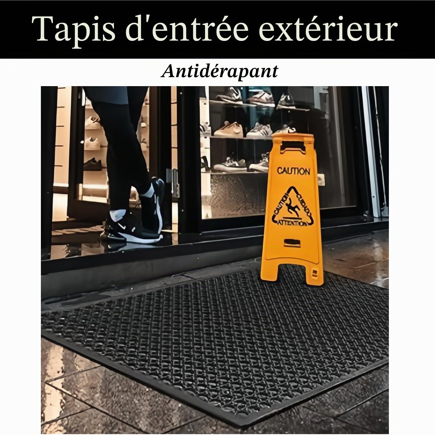 Tapis d'extérieur en caoutchouc 90 x 210 cm, grand tapis anti-fatigue, antidérapant avec trous de drainage, pour cuisine