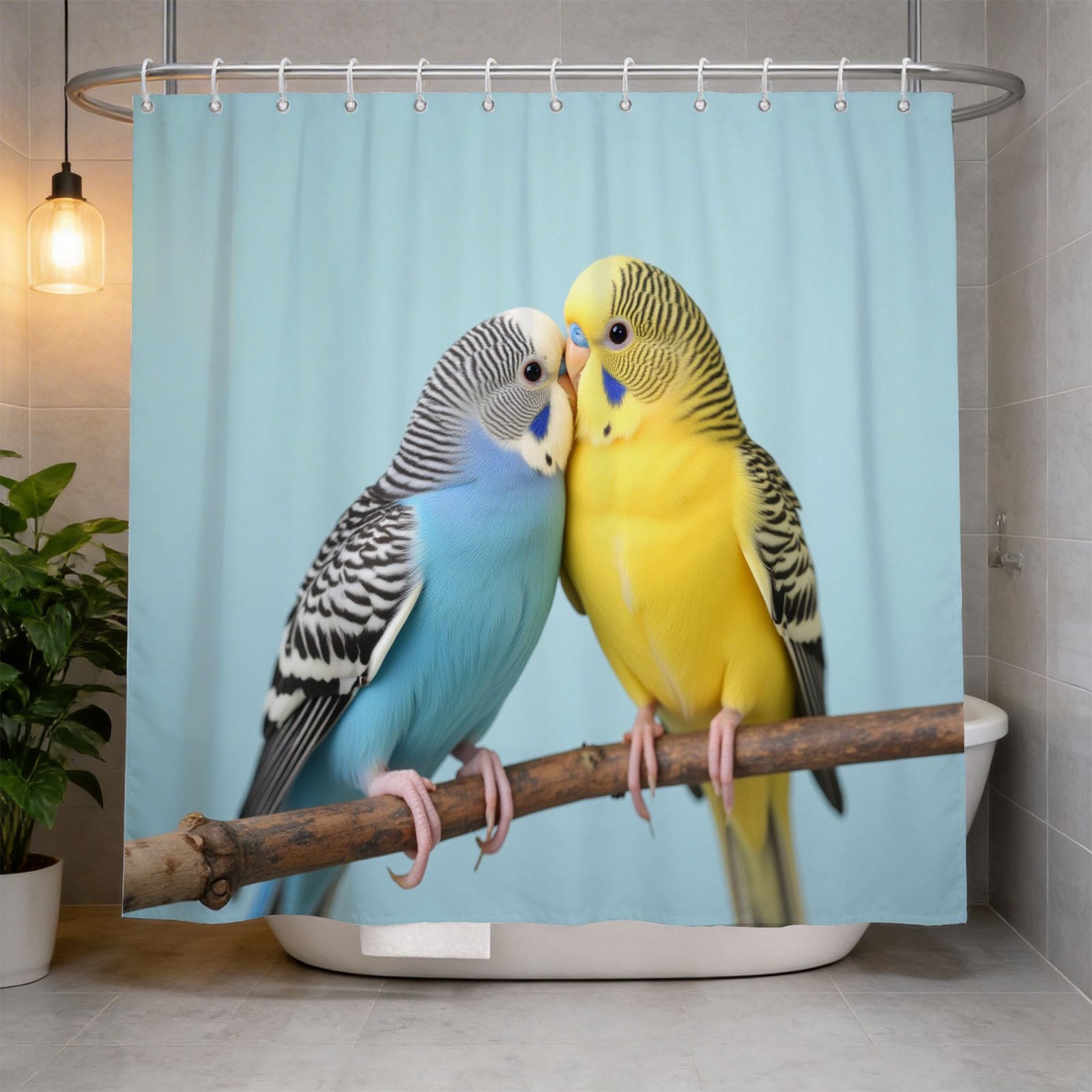 Hongduo 3D Parrots Shower Curtain for Stalls Bathtubs Animal Bathroom Decor Shower Curtain Set Polyester Fabric Waterproof 200x200cm/79X79 Inch with Hooks