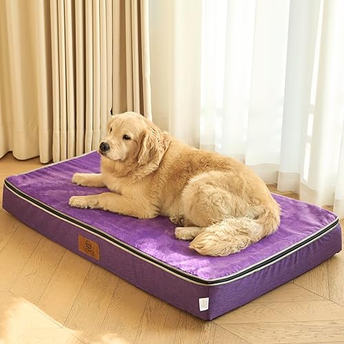 Vista 17 de Cama grande para perros de espuma viscoelástica, camas ortopédicas de 4 pulgadas de grosor para perros grandes, cama impermeable para perros