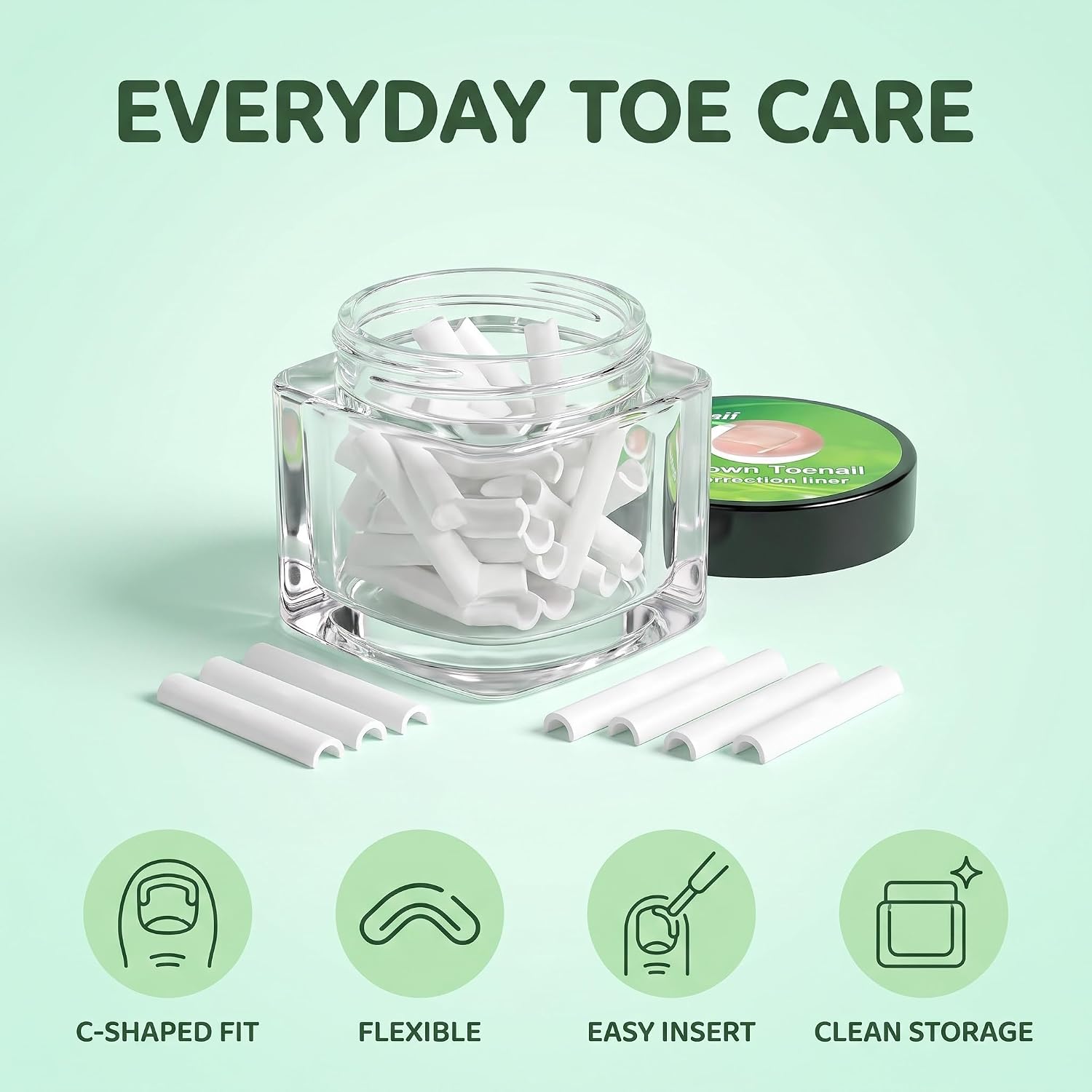 10 Pcs Ingrown Toenail Correction Kit - Medical-Grade Nail Straightener Strips for Pain Relief | Hypoallergenic Toenail Braces for Men and Women with Thick Nails