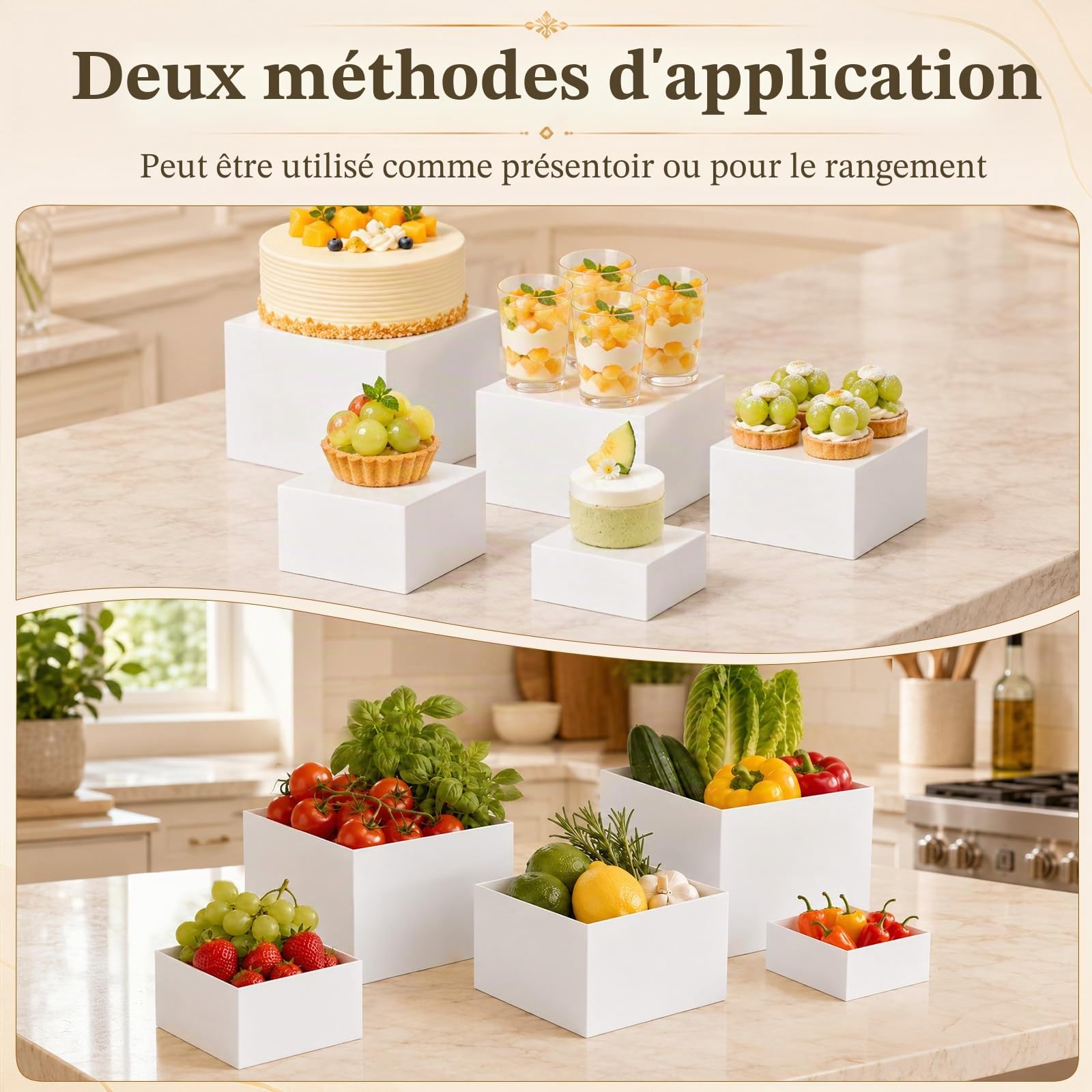 Lot de 6 Presentoir A Gateau Acrylique, 3-8 Pouces Presentoir Aperitif Buffet avec fond creux, Plateau Aperitif Mariage pour Bijoux,Figurines,Bonbons, 20.3/17.8/15 .2/12.7/10.2/7.6cm