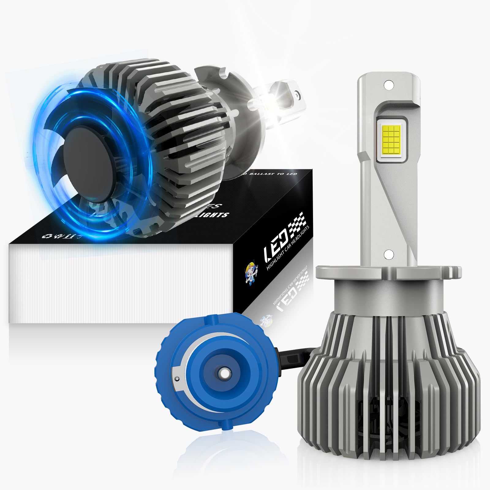 JOSHF Lampadine D4S LED D4R LED 28000LM 6000K - Sostituzione Diretta 35W Lampadina Originale HID D4S, CANBUS Senza Errori, Ventola e Installazione Senza Modifiche (2 Pezzi)