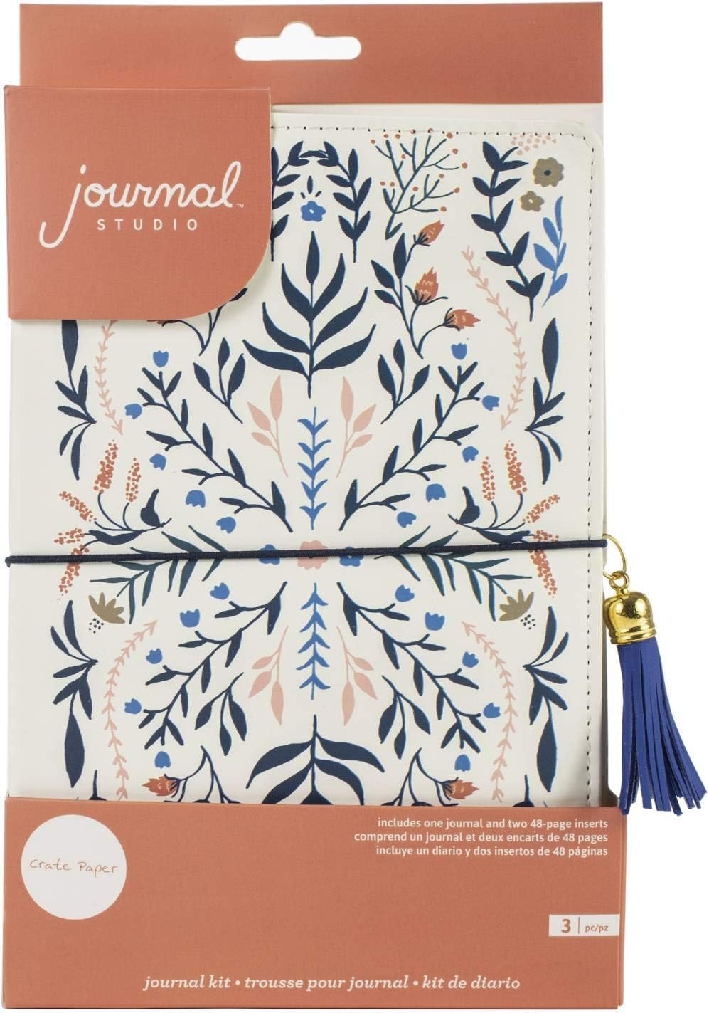 American Crafts Journal Studio Travellers Notebook, Crate Paper-Floral, 24.9 x 14.7 x 3.3 cm