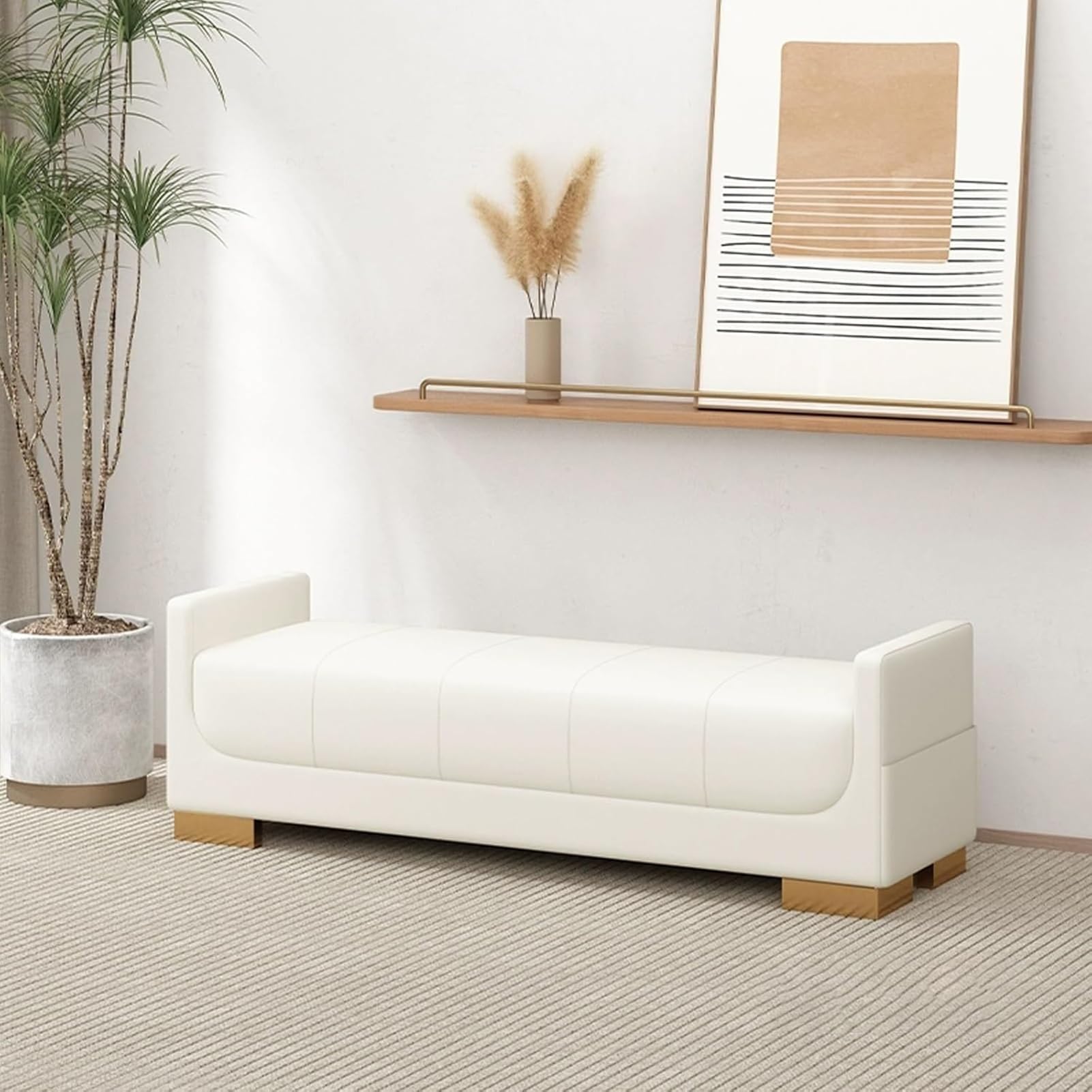 Banc de rangement à chaussures haut de gamme blanc 100 cm au design moderne
