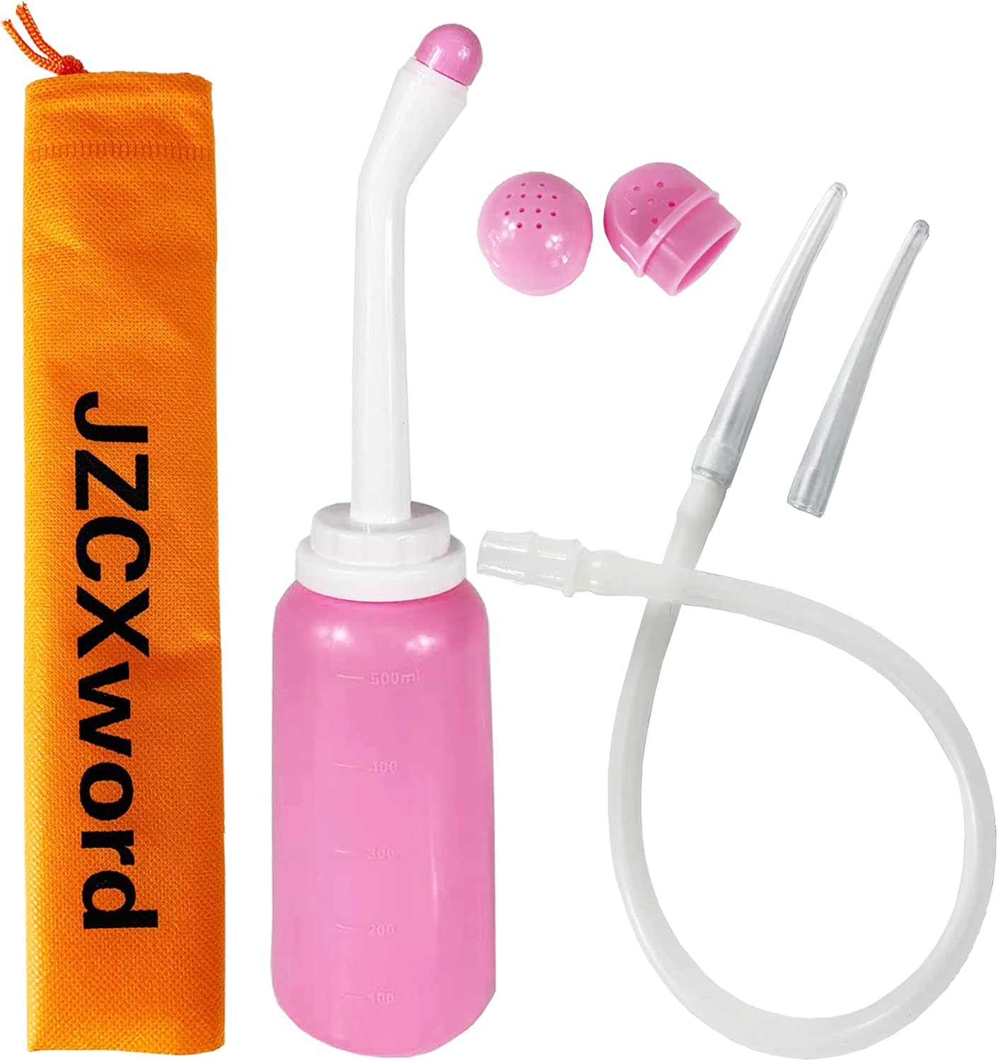 JZCXword Flexible Peri Douche Bottle for Feminine Care - Enemas Vaginal Cleaning Kit with 19in Silicone Hose, Portable Bidet Cleansing for Perineal Recovery : Health & Household