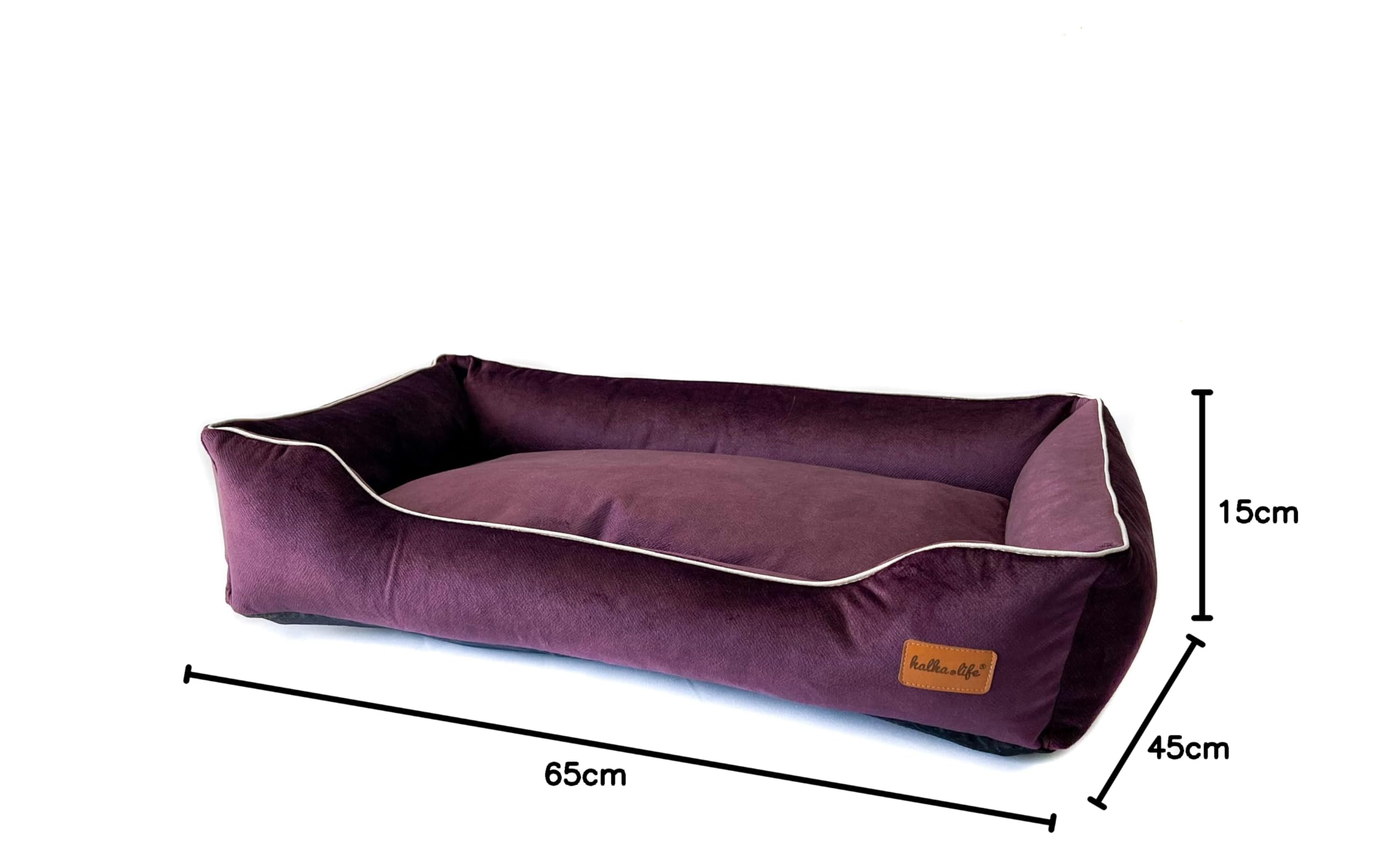 Divano per Cani Impermeabile e Resistente all'abrasione. Divano Lussuoso e Glamour per Un Cane o Un Gatto. Letto Morbido per Cani. (S (60x40x15 cm), Prugna)