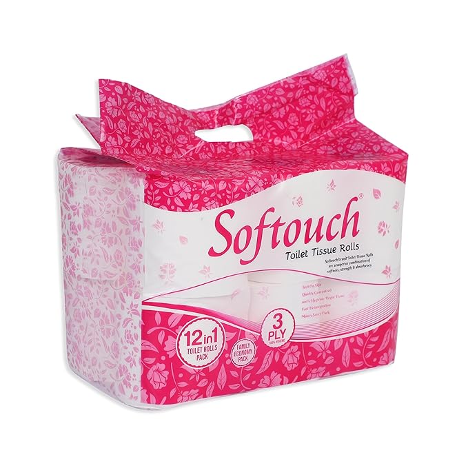 Softouch 3 Ply Toilet Paper tissue roll 12-in-1 (12 Rolls) at Rs. 229