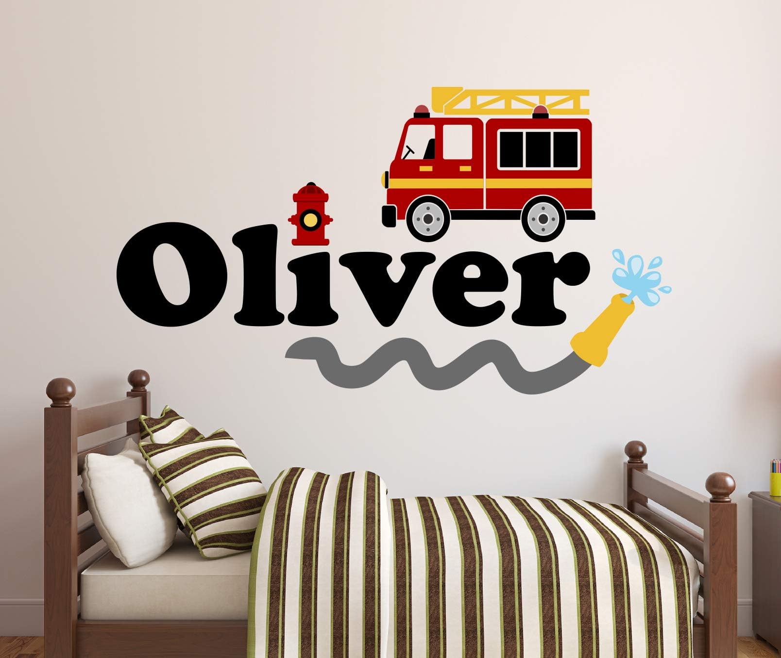Custom Name Firetruck Wall Decal Firetruck Wall Decals