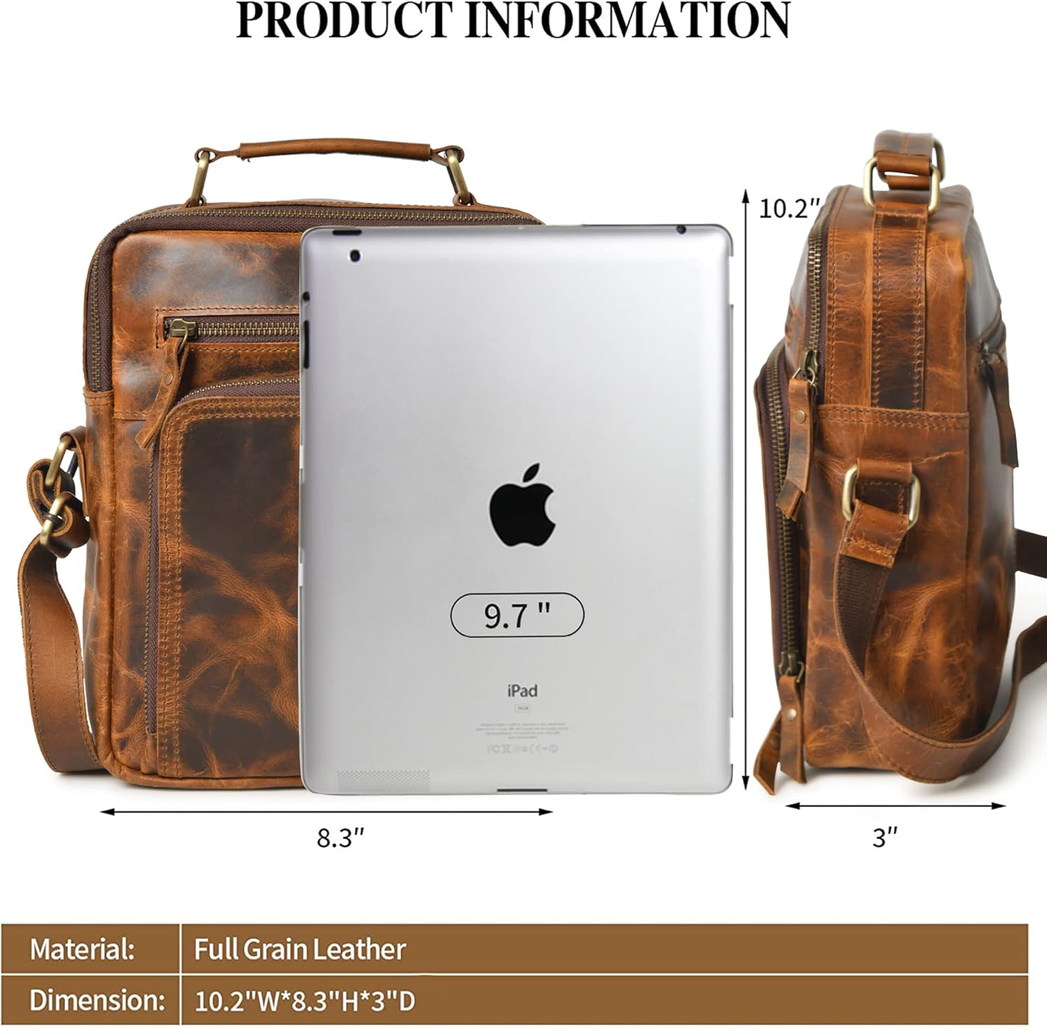 Leather Small Messenger Bag For Men, Leather Mens Purse Bag Vintage Shoulder Bag, Man Purse Crossbody Bags for Work - Image 4