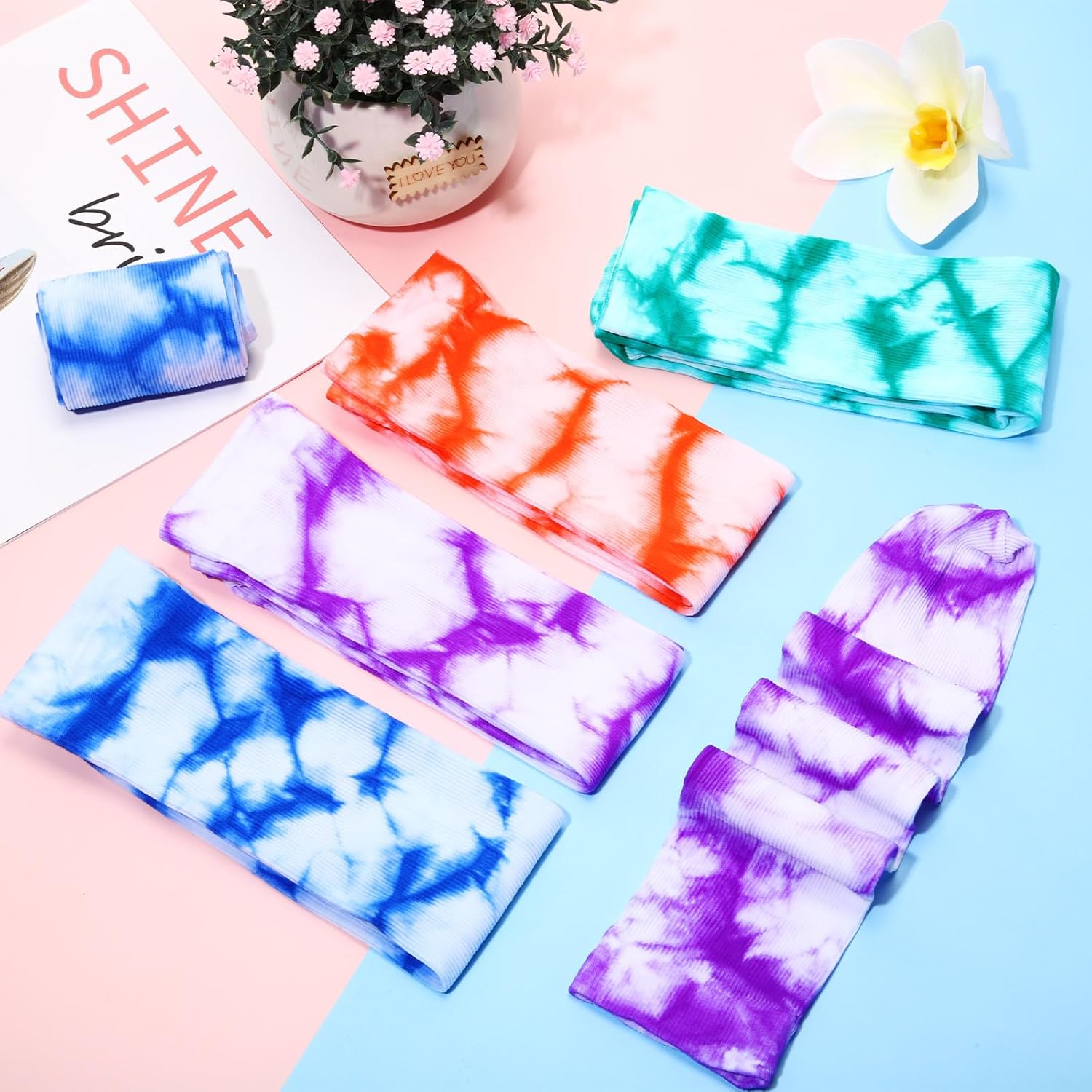 Ramede 8 Pairs Sports Tie Dye Tube Socks Gradient Color Unisex over the Calf Team Performance Socks for Youth and Adult (Bright Colors,Tie Dye) - Image 6
