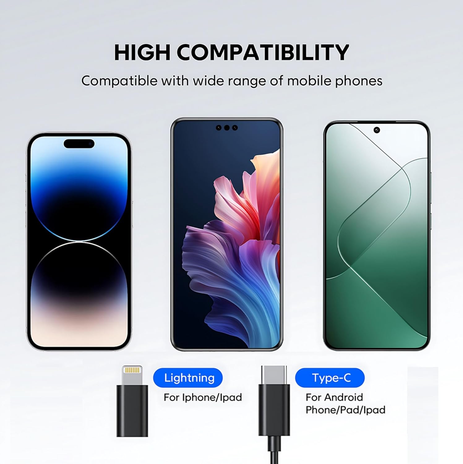 1920P HD 16.4FT Dual-Lens Endoscope with Light, Borescope Camera with 9 Adjustable LED Lights, Semi-Rigid Snake USB Type C for iPhone, Android and iOS Smartphones, iPad, Samsung. KEEMIKA