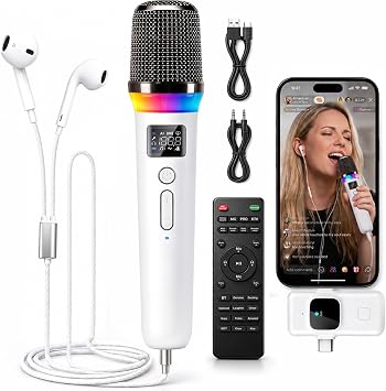 Online Karaoke Microphone w/Voice Changer, Sound Effects for TikTok Live