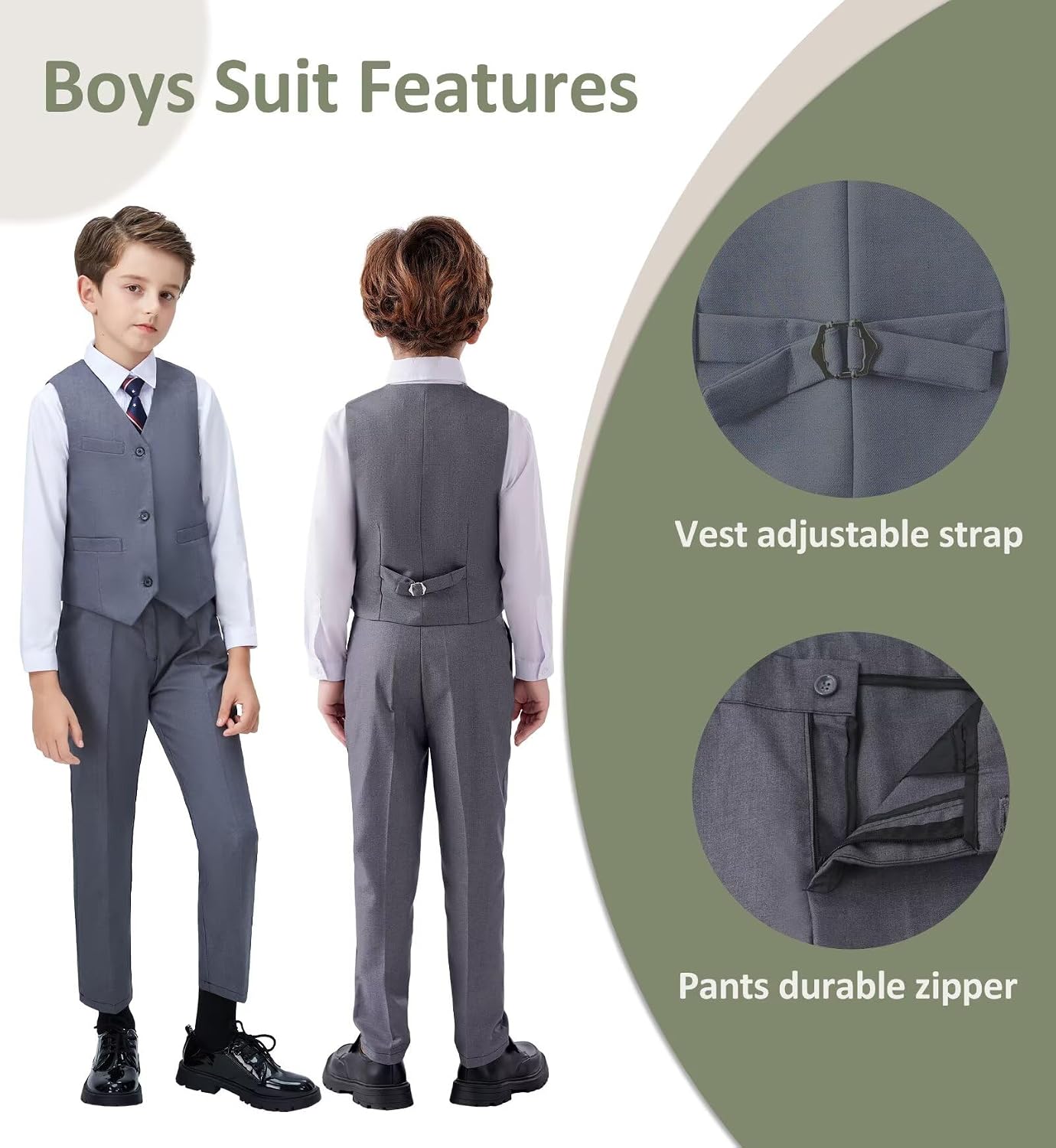 Boys Suit Kids Tuxedo Suits for Boys Formal Blazer Suit Set Easter Wedding Outfit with Tie and Pocket Square