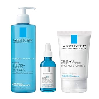 La Roche Posay Toleriane Purifying Cleanser + Toleriane Double Repaire Moisturizer + Hyalu B5 Serum