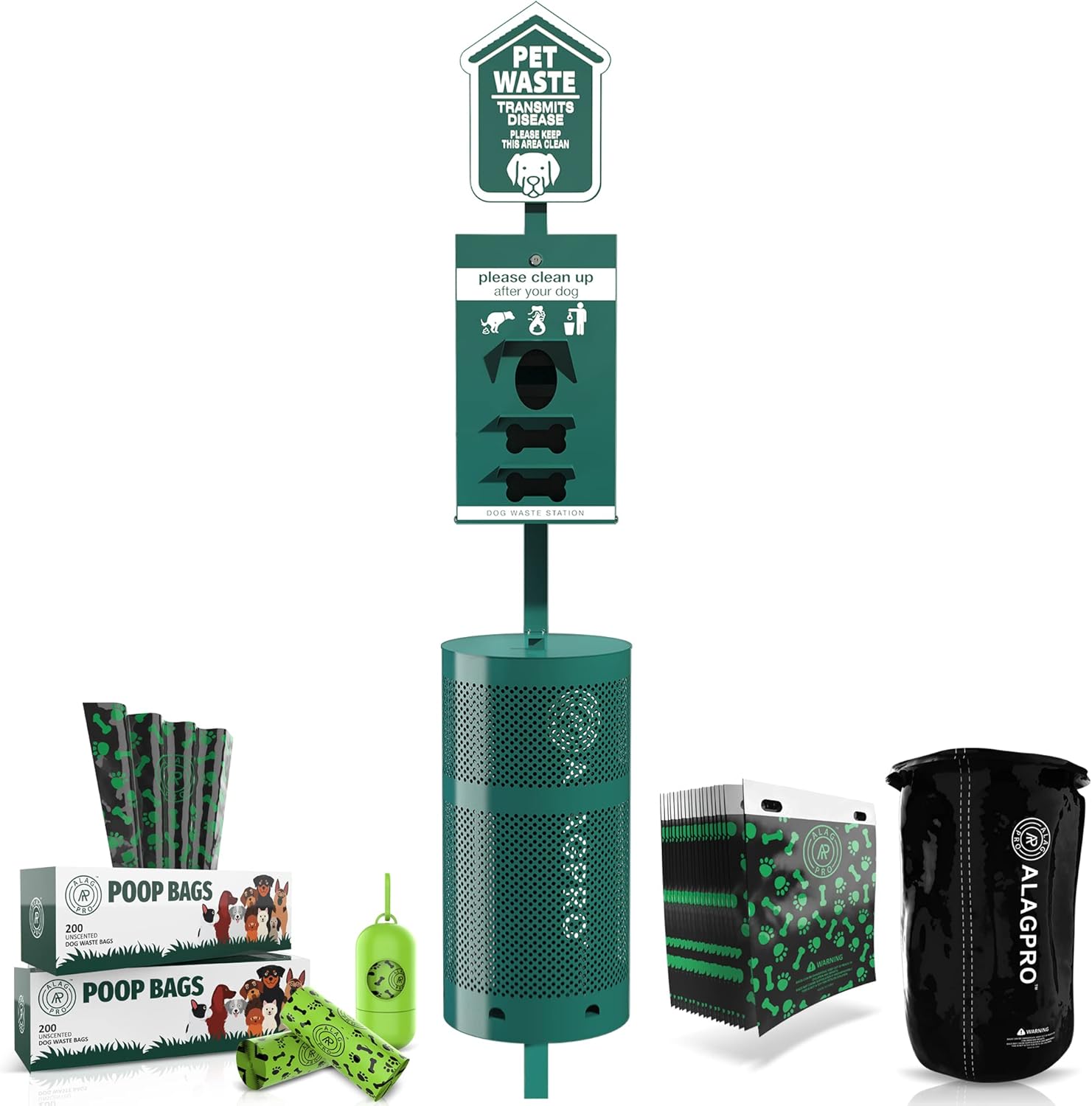 Dog Waste Station Outdoor Pet Waste Station, Trash Can with Bag