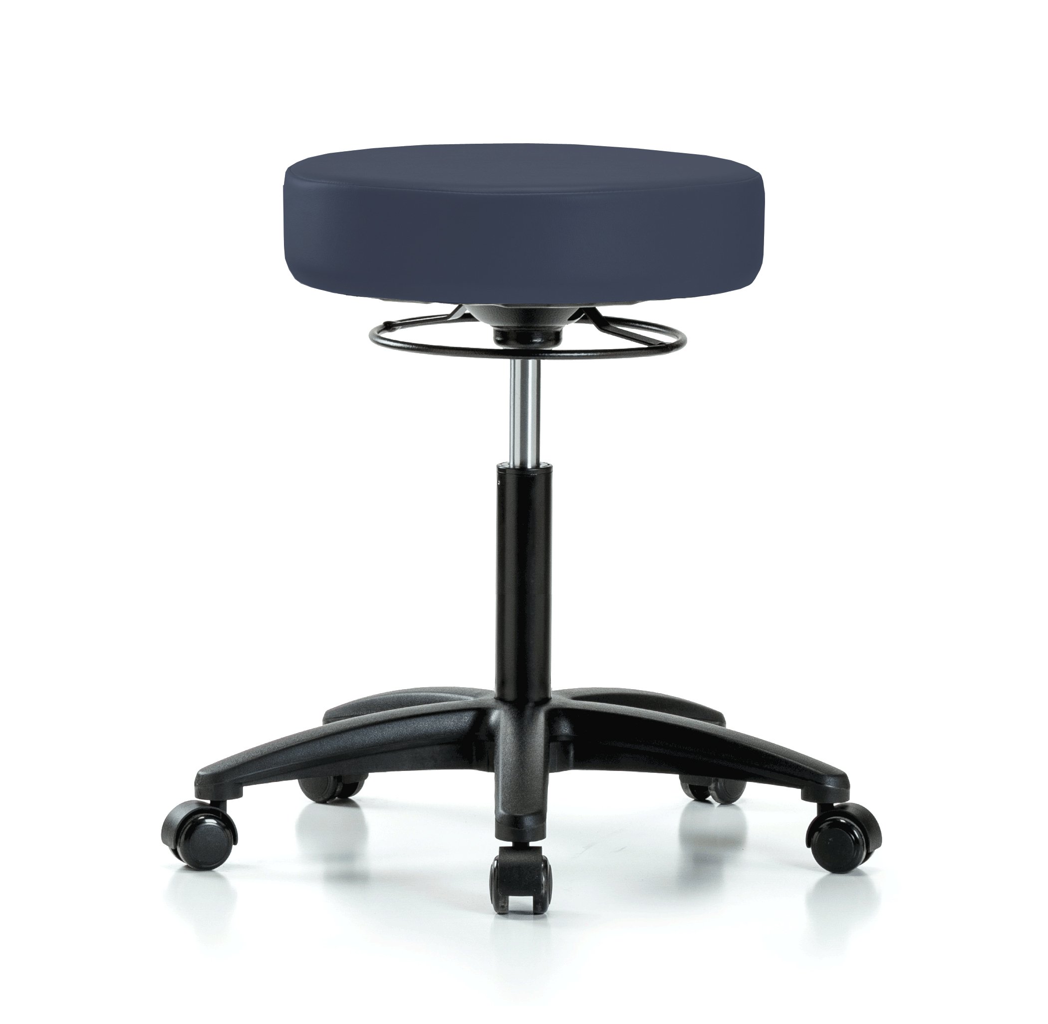 Perch 360 Degree Rolling Height Adjustable Massage Therapy Swivel Stool for Carpet or Linoleum | Workbench Height | 300-Pound Weight Capacity | (Imperial Blue Vinyl)