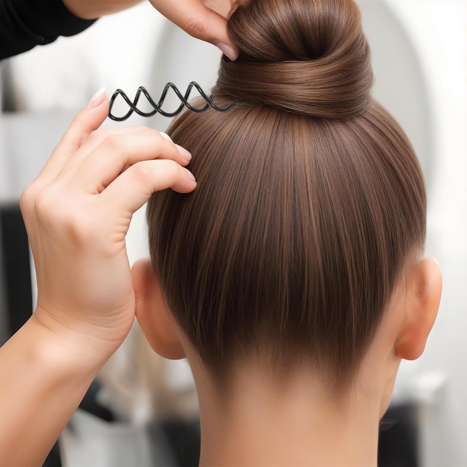 20PCS Spiral Hair Pins, 2 Colors Spin Pins Spiral Bobby Pin for Girls Women Non-Scratch Round Clip & Bun Twist, Stylish Bun Bobby Pin, Alloy SpinPins for Hair, Black and Brown