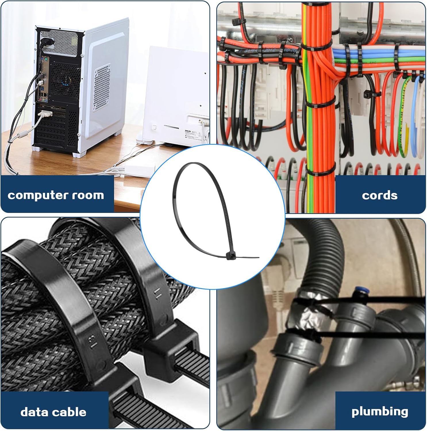 600PCS Industrial-Grade Zip Ties Assorted Sizes (UL94V-2 Certified) - RV/Home/Workshop Essential with UV & Extreme Temp Resistance