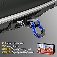 Vista 6 de Nilight Shackle Hitch Receiver 2Inch 45000 LBs Breaking Strength 3/4" D Ring Trailer Pin Heavy Duty Solid Recovery Towing Kit for Trucks Jeeps