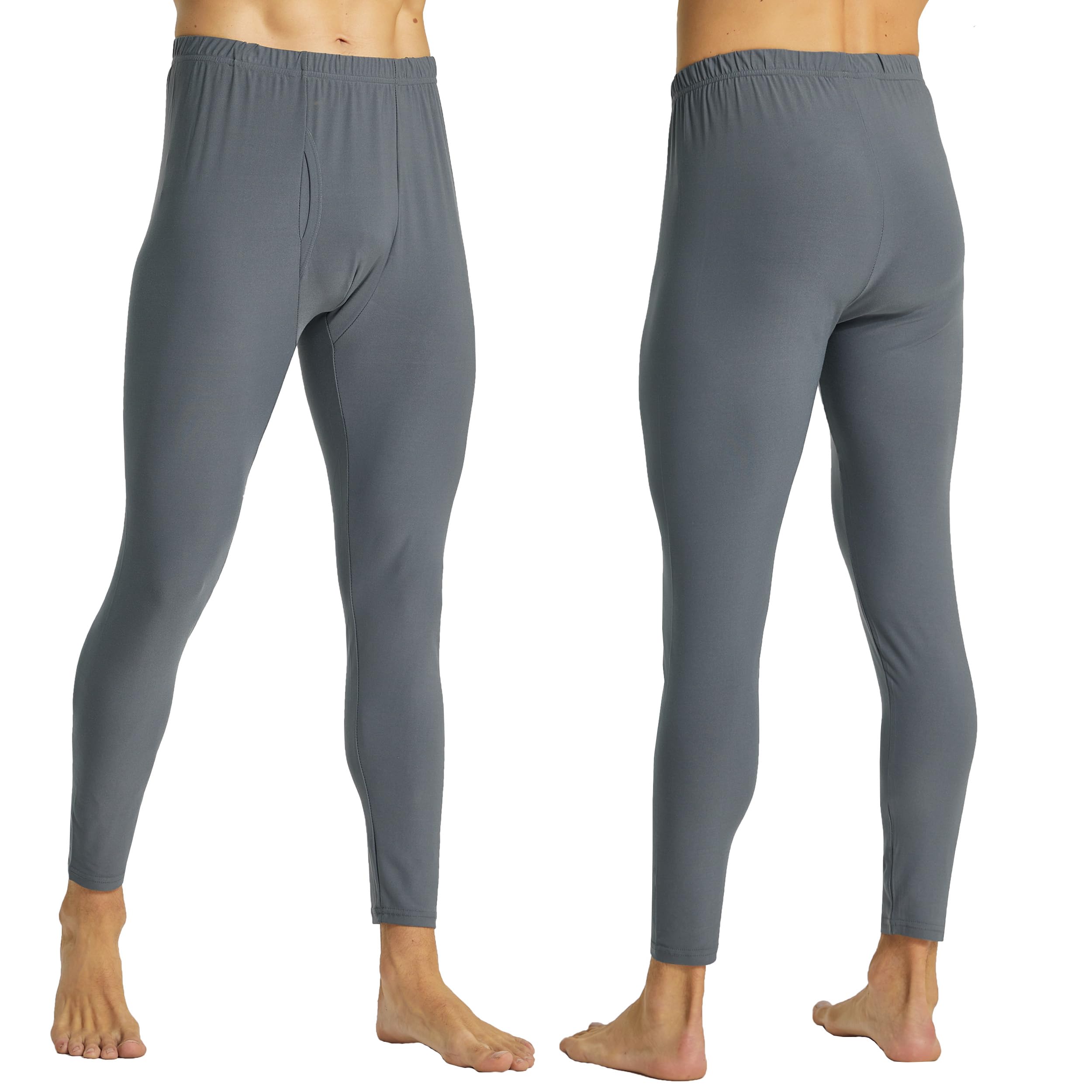 YUSHOW sous Vetement Thermique Homme Pantalons Doublés en Molleton Longs Caleçons Longs Legging Chaud Collant Homme Hiver Doux 2 Pack