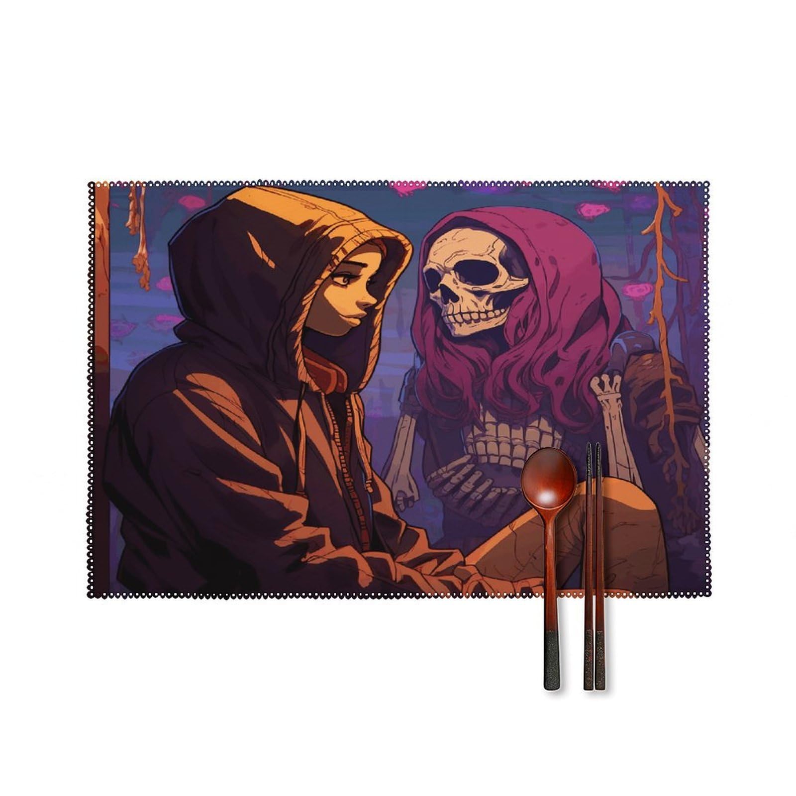 Fekiloot Girls Style And Skull Placemats Set Of 6,Table Mat