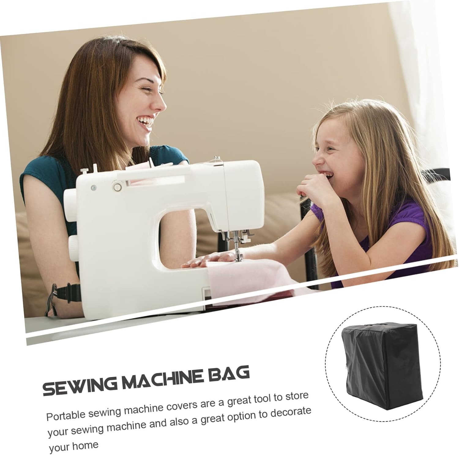 TEHAUX Sewing Machine Cover Portable Protector with Zipper Closure Storage Bag for Household Stitching Machines Convenient Carrying Case