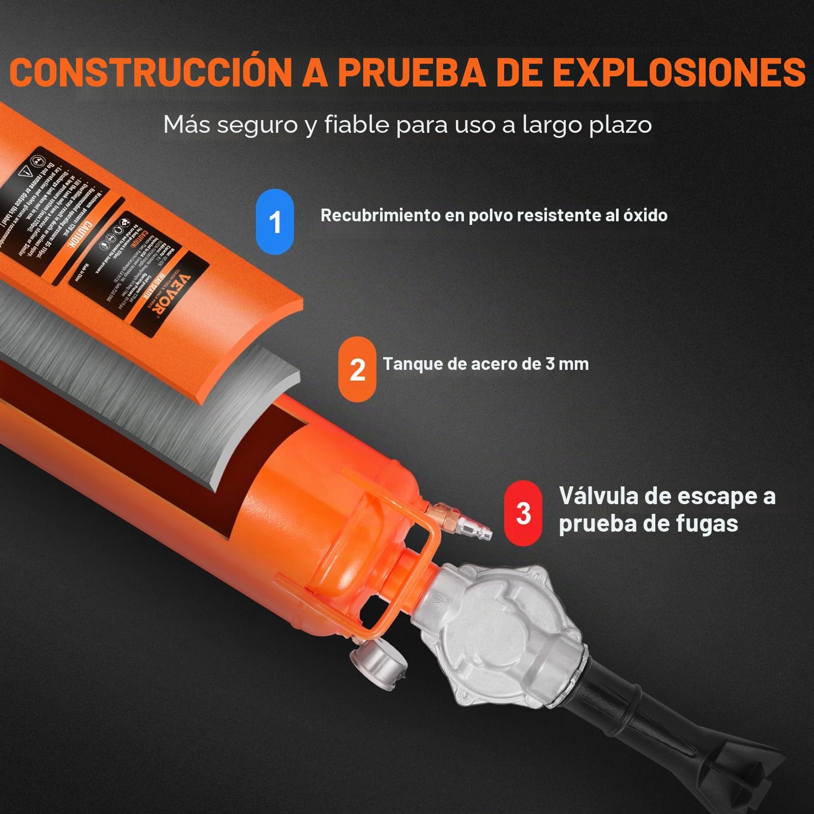VEVOR Inflador de neumáticos de cañón de aire de 8 L, compresor de aire portátil de 120 PSI, presión de trabajo de 85-116 PSI para tractor, camión, ATV, coche y taller de reparación de automóviles