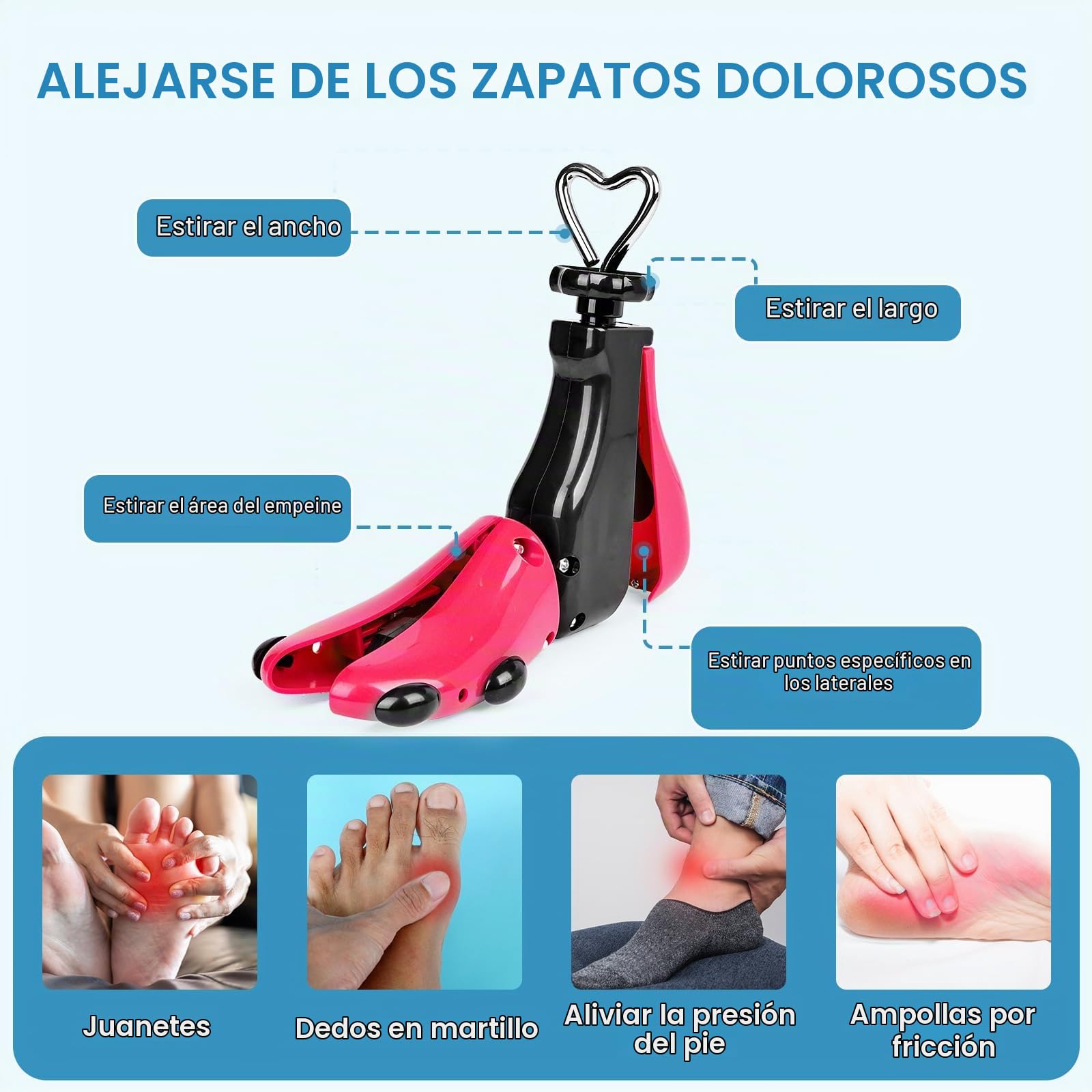 2 hormas para zapatos para hombre y mujer, 4 vías, con ancho y longitud ajustables, ancho para zapatos demasiado ajustados, zapatillas de deporte, botines, zapatos de senderismo