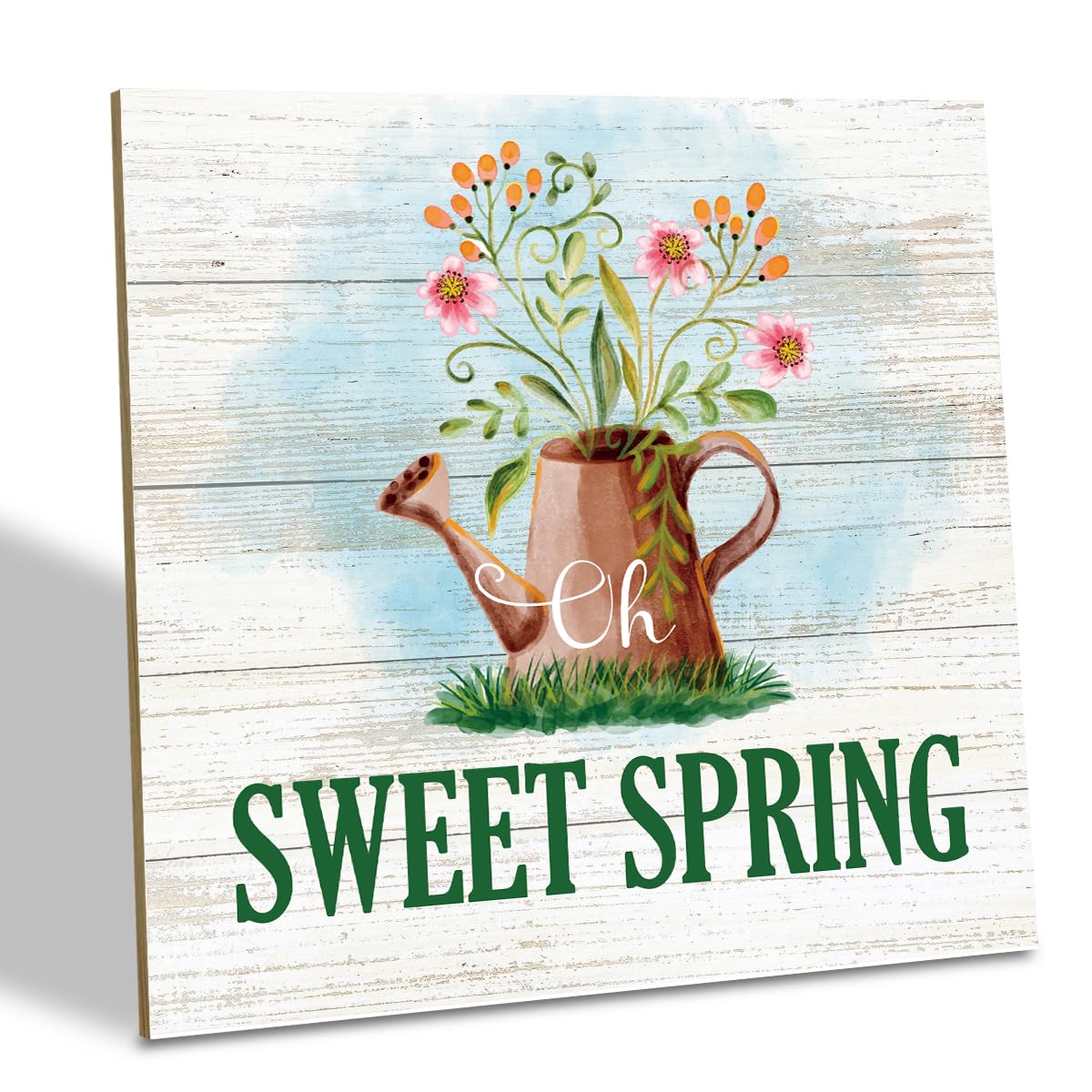 Spring Decor, Oh Sweet Spring, Wood Plaque Table Art Sign, Home Decor Accents, Rustic Desk Sign, Spring Sign for Front Door Porch, Farmhouse Decor, Spring Sign for Home Shop Cafe Decor