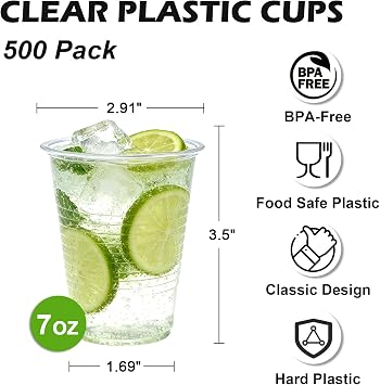 Lamosi 500 Pack 7 oz Plastic Cups and Coffee Cups 12 oz 180 Pack