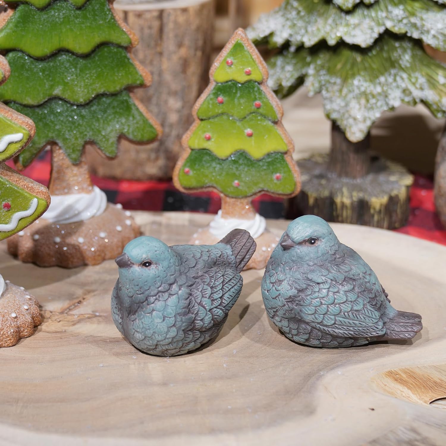 Cynkeyee Bird Statues for Home Decor - Set of 2 Resin Bird Figurines Home Decor,Decorative Tabletop Accents, Small Bird Decor Perfect for Easter Decorations, Beautiful Animal Figurines